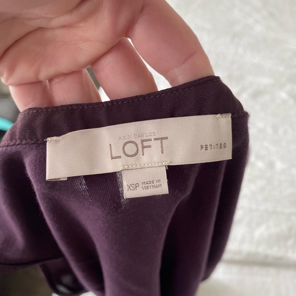 LOFT Plum Mixed Material Top - Picture 5 of 5